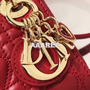 Replica Lady Dior Bag Micro Dioramour Red Cannage Lambskin with Heart 2