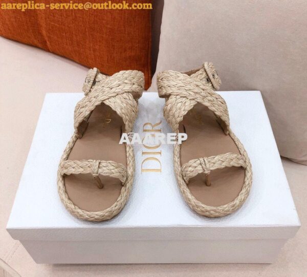 Replica Dior Ocean Thong Sandal Jute-Colored Braided Raffia KCQ513 3