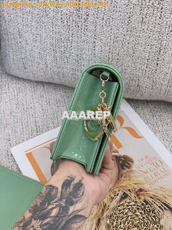 Replica Lady Dior Clutch With Chain in Patent Calfskin S0204 Avocado 7