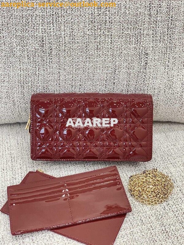 Replica Lady Dior Clutch With Chain in Patent Calfskin S0204 Claret Re 3