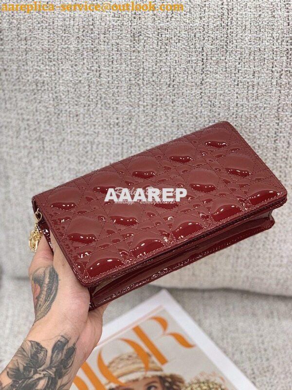 Replica Lady Dior Clutch With Chain in Patent Calfskin S0204 Claret Re 4