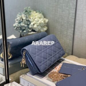 Replica Lady Dior Clutch With Chain in Patent Calfskin S0204 Denim Blu 2