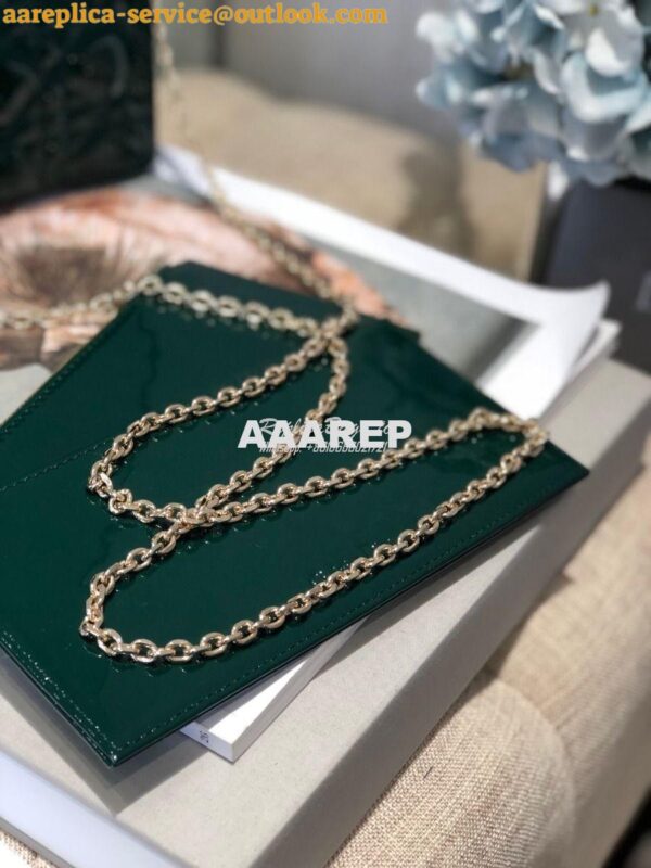 Replica Lady Dior Clutch With Chain in Patent Calfskin S0204 Green 4