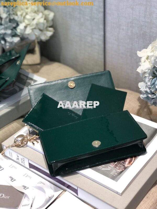 Replica Lady Dior Clutch With Chain in Patent Calfskin S0204 Green 6