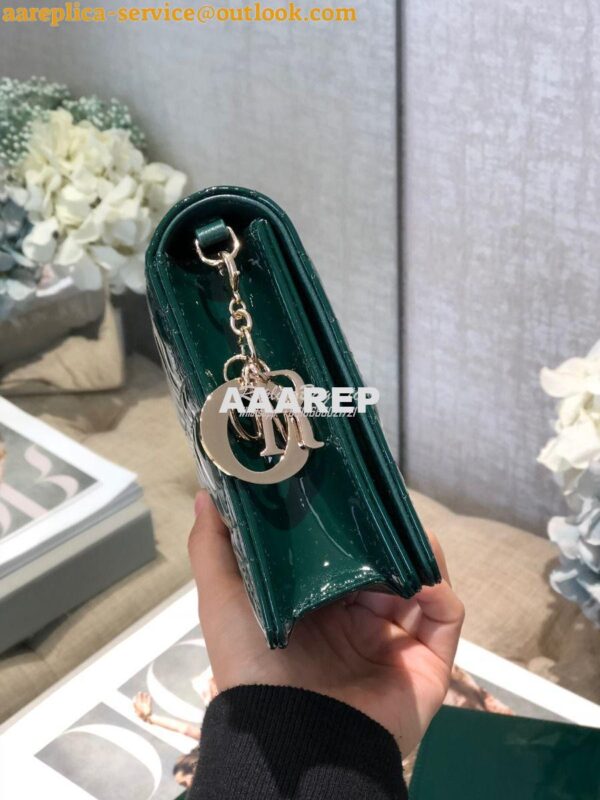 Replica Lady Dior Clutch With Chain in Patent Calfskin S0204 Green 8