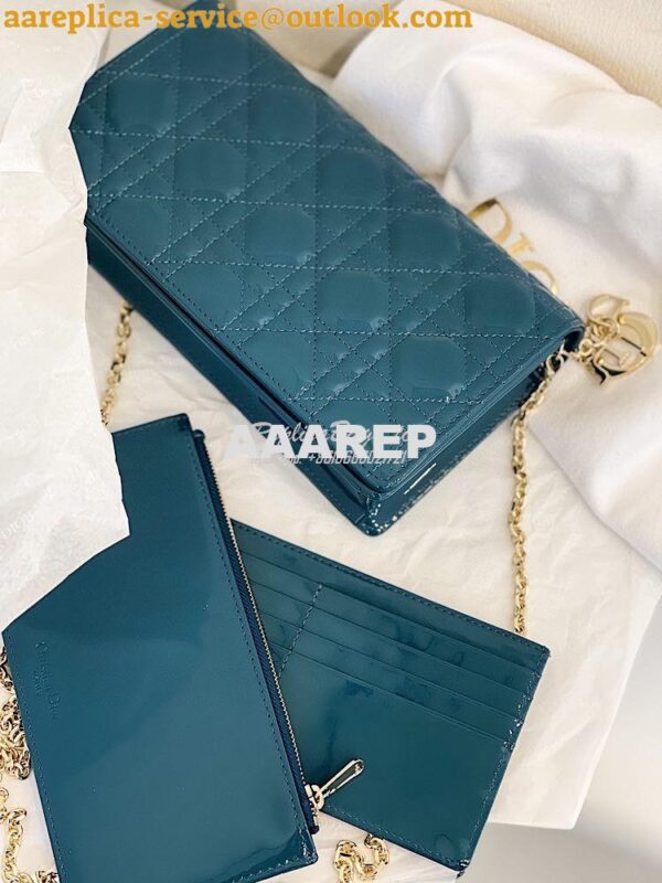 Replica Lady Dior Clutch With Chain in Patent Calfskin S0204 Ocean Blu 5