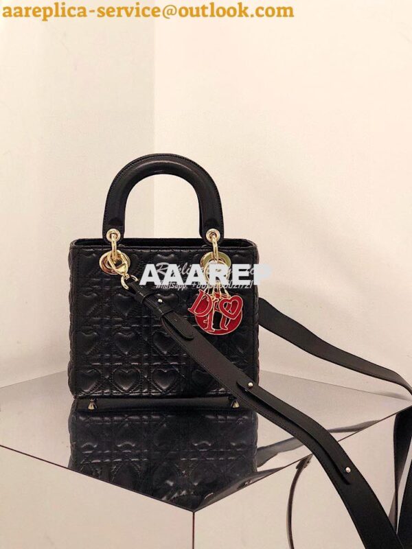 Replica Lady Dior Dioramour My ABCdior Bag Black Cannage Lambskin with