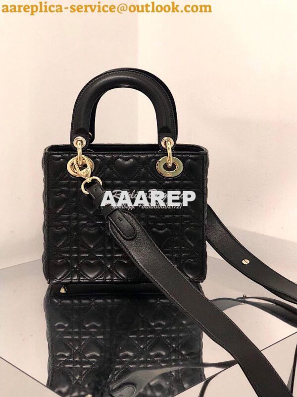 Replica Lady Dior Dioramour My ABCdior Bag Black Cannage Lambskin with 5