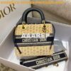 Replica Lady Dior Medium Bag Natural Wicker and Blue Dior Oblique Jacq