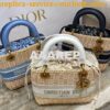 Replica Lady Dior Medium Bag Natural Wicker and Cornflower Blue Dior O