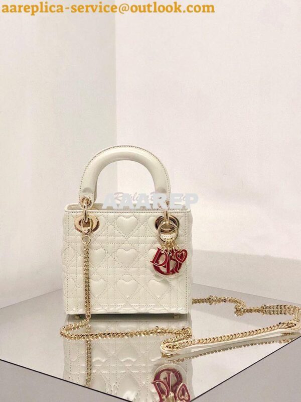 Replica Lady Dior Mini Dioramour Bag Latte Cannage Lambskin with Heart