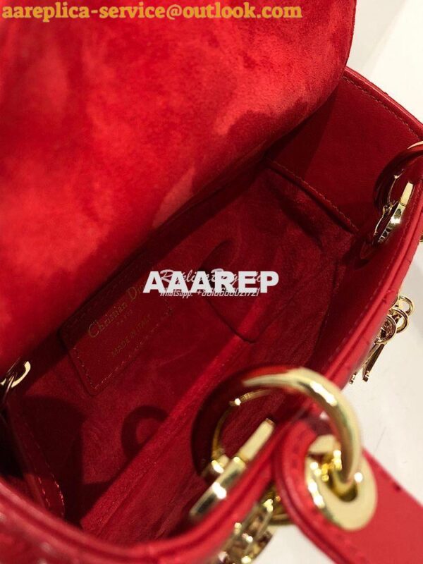 Replica Lady Dior Mini Dioramour Bag Red Cannage Lambskin with Heart M 11