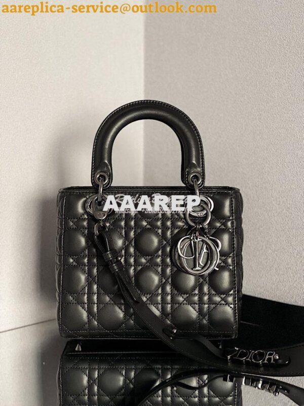 Replica Lady Dior My ABCdior Bag All Black Cannage Lambskin M0538 5