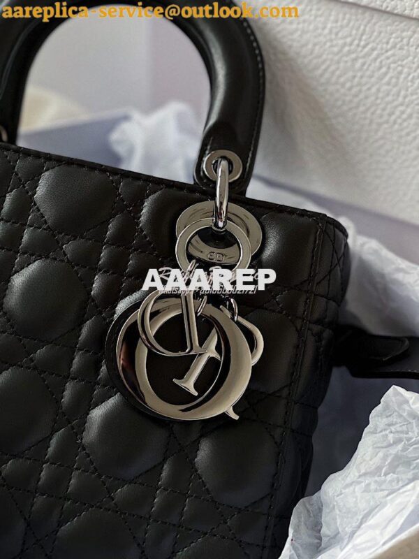 Replica Lady Dior My ABCdior Bag All Black Cannage Lambskin M0538 6