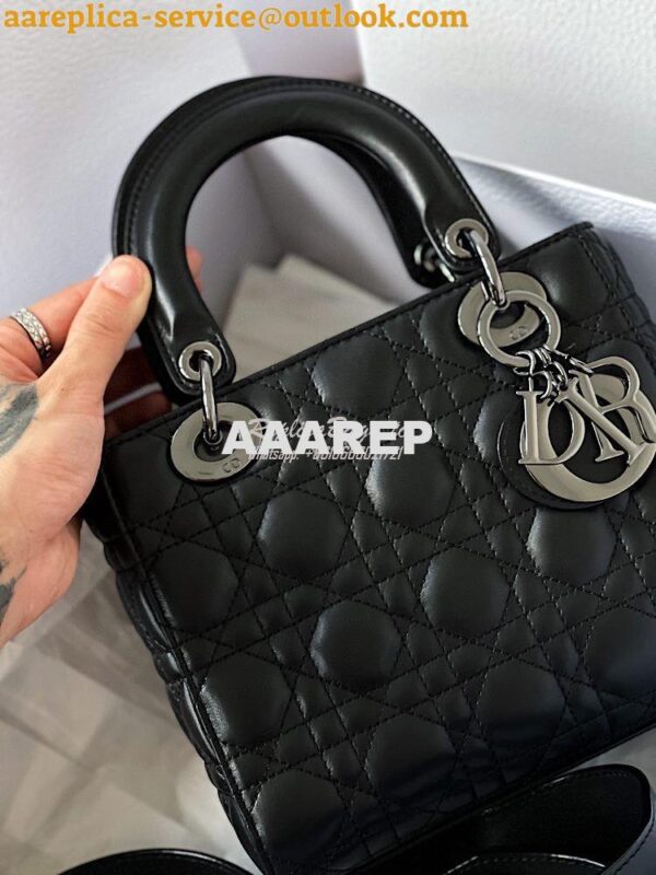 Replica Lady Dior My ABCdior Bag All Black Cannage Lambskin M0538 7