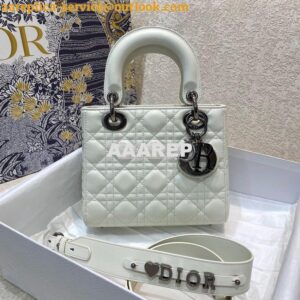 Replica Lady Dior My ABCdior Bag Latte Cannage Lambskin with Ruthenium