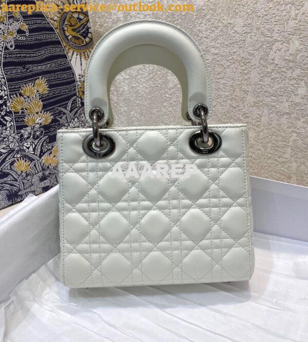 Replica Lady Dior My ABCdior Bag Latte Cannage Lambskin with Ruthenium 11