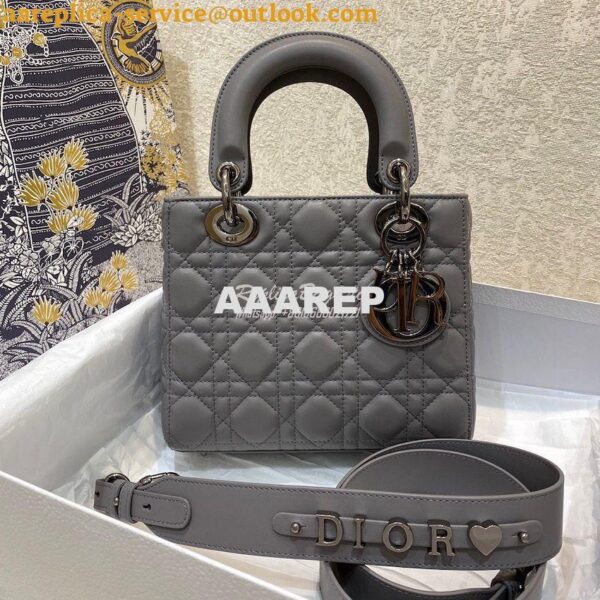 Replica Lady Dior My ABCdior Bag Steel Grey Cannage Lambskin with Ruth 3