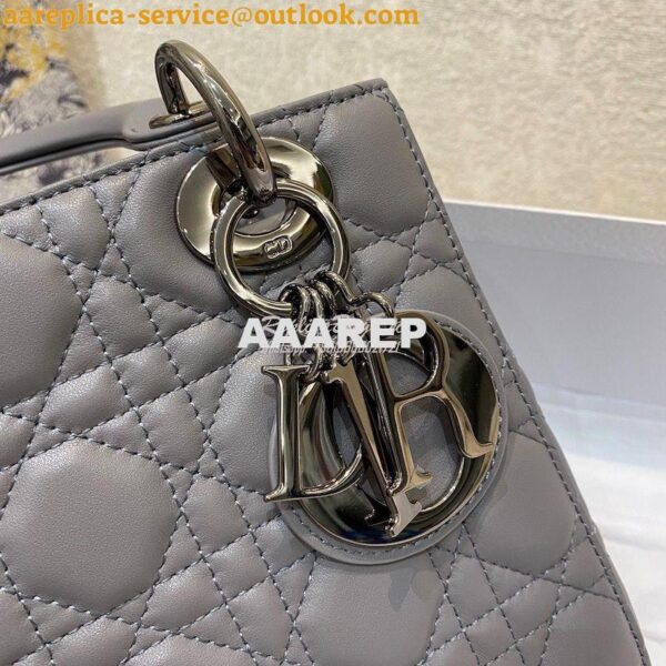 Replica Lady Dior My ABCdior Bag Steel Grey Cannage Lambskin with Ruth 5