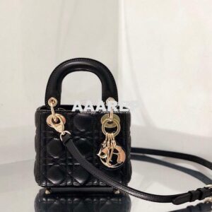 Replica Micro Lady Dior Bag Black Cannage Lambskin S0856