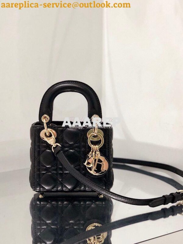 Replica Micro Lady Dior Bag Black Cannage Lambskin S0856 3