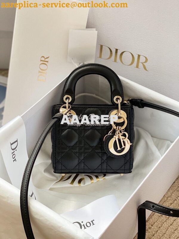 Replica Micro Lady Dior Bag Black Cannage Lambskin S0856 4