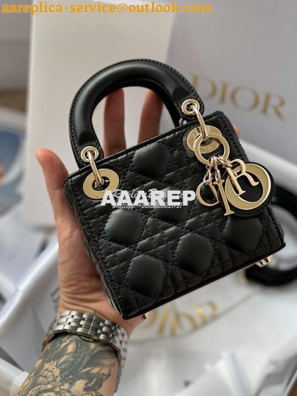 Replica Micro Lady Dior Bag Black Cannage Lambskin S0856 5