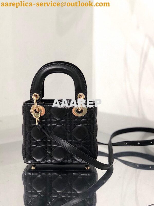 Replica Micro Lady Dior Bag Black Cannage Lambskin S0856 11