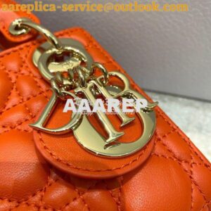 Replica Micro Lady Dior Bag Bright Orange Cannage Lambskin S0856 2