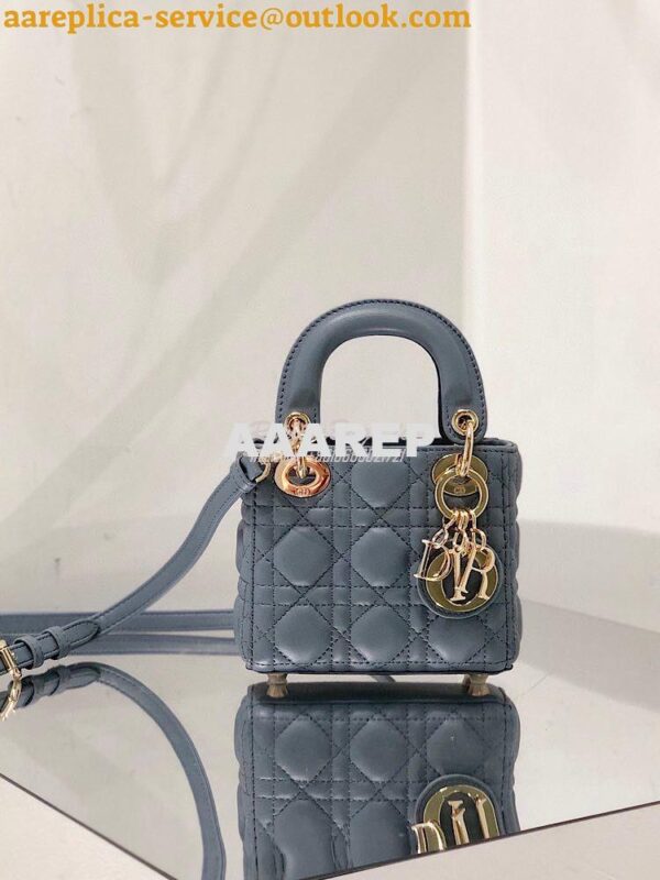 Replica Micro Lady Dior Bag Cloud Blue Cannage Lambskin S0856 3