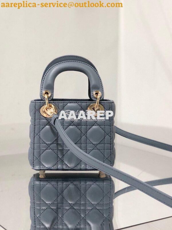 Replica Micro Lady Dior Bag Cloud Blue Cannage Lambskin S0856 6