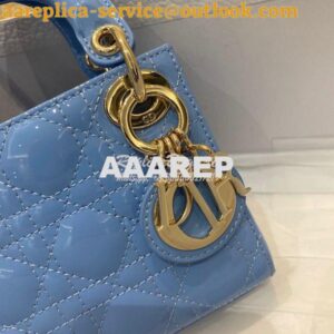 Replica Micro Lady Dior Bag Cornflower Blue Patent Cannage Calfskin S0 2