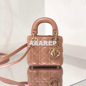 Replica Micro Lady Dior Bag Rose Des Vents Cannage Lambskin S0856