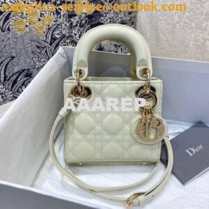 Replica Micro Lady Dior Bag White Patent Cannage Calfskin S0856