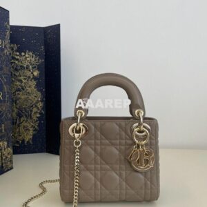 Replica Mini Lady Dior Bag Quilted Natural Lambskin Leather with Tonal