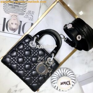 Replica My Lady Dior Bag Lambskin with Customisable Shoulder Strap Bla 2