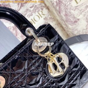 Replica My Lady Dior Bag Patent Calfskin with Customisable Shoulder St 2