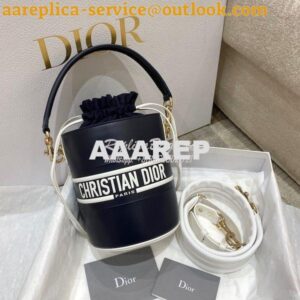 Replica Small Dior Vibe Bucket Bag M8703 Blue Smooth Calfskin