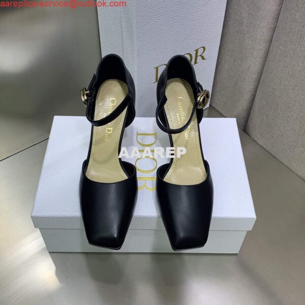 Replica Dior Women's Shoes Rhodes Heeled Shaped and hollow Shoes D88230 Black 3