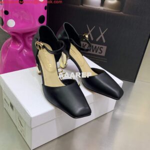 Replica Dior Women's Shoes Rhodes Heeled Shaped and hollow Shoes D88230 Black 2