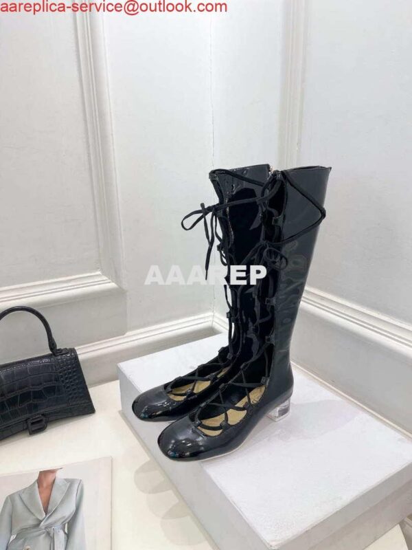 Replica Dior Women‘s KDI760VNI ARTY Hight lace-up ankle boots in black patent and calfskin 3