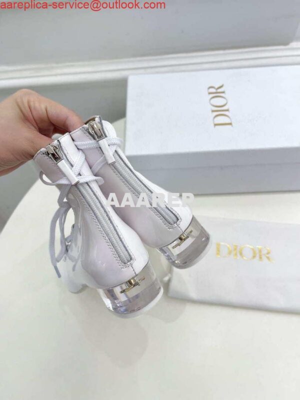 Replica Dior Women‘s KDI760VNI ARTY lace-up ankle boots in white patent and calfskin 8