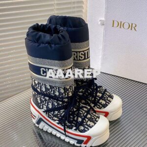 Replica DiorAlps Snow Boot Deep Blue Dior Oblique Shiny Nylon KCI684O 2