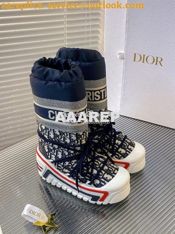 Replica DiorAlps Snow Boot Deep Blue Dior Oblique Shiny Nylon KCI684O 3