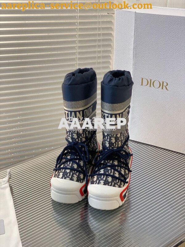 Replica DiorAlps Snow Boot Deep Blue Dior Oblique Shiny Nylon KCI684O 5