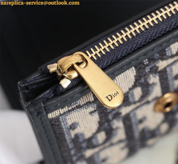 Replica Dior 30 Montaigne Lotus Wallet In Blue Oblique Jacquard 8