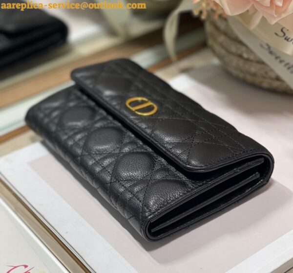 Replica Dior Caro Continental Wallet In Black Cannage Calfskin 5