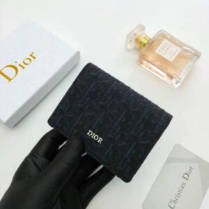 Replica Dior Dior Wallet Mini Lady Blue S0178 Dior Oblique Jacquard Black 2