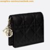 Replica Dior Mini Lady Dior Wallet In Black Patent Calfskin 2