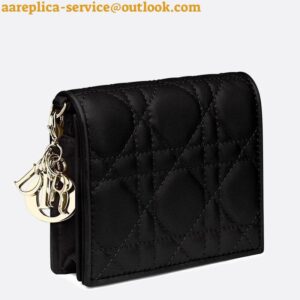 Replica Dior Mini Lady Dior Wallet In Black Cannage Lambskin 2